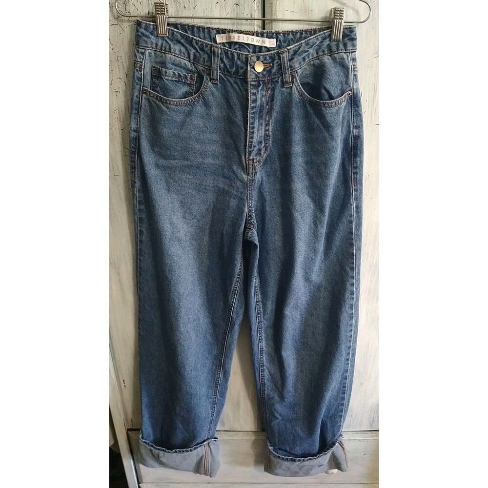 Tinseltown Wide Leg Cuff Bottom Jeans Sz 5 Y2K Boho Grunge Skater Loganlook